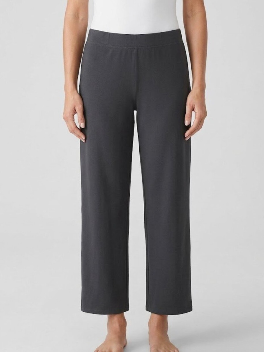 Eileen Fisher 2X Straight Ankle Crepe Pants Graphite Grey Washable Office Career